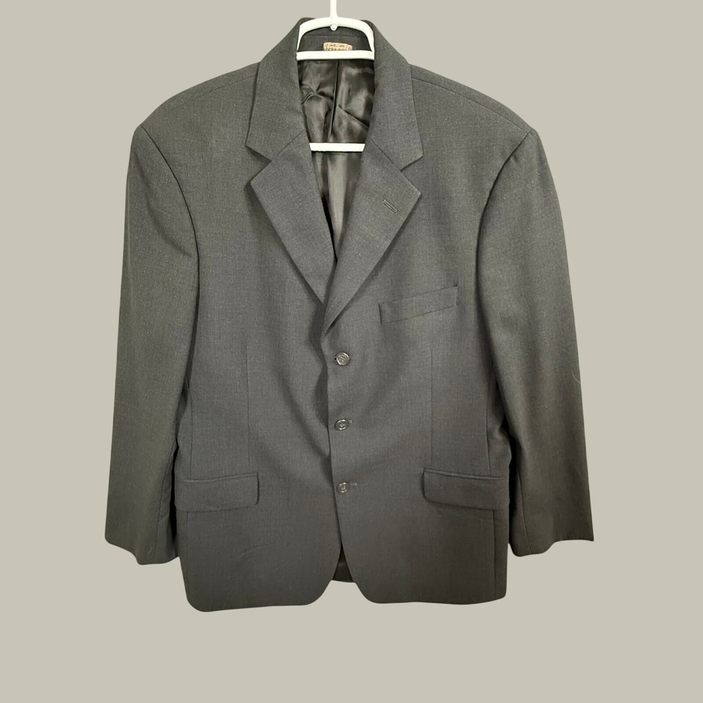 Brooks Brothers Brooks Stretch Mens 42R Charcoal Wool Blend Blazer 3 Button